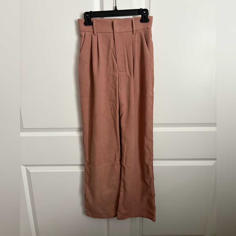 High-Waisted Tan Wide-Leg Pants